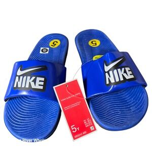 Nike Kawa‎ Slide GS PS Kids Royal Blue White Black Sandals Size 5 Y DD3242 400